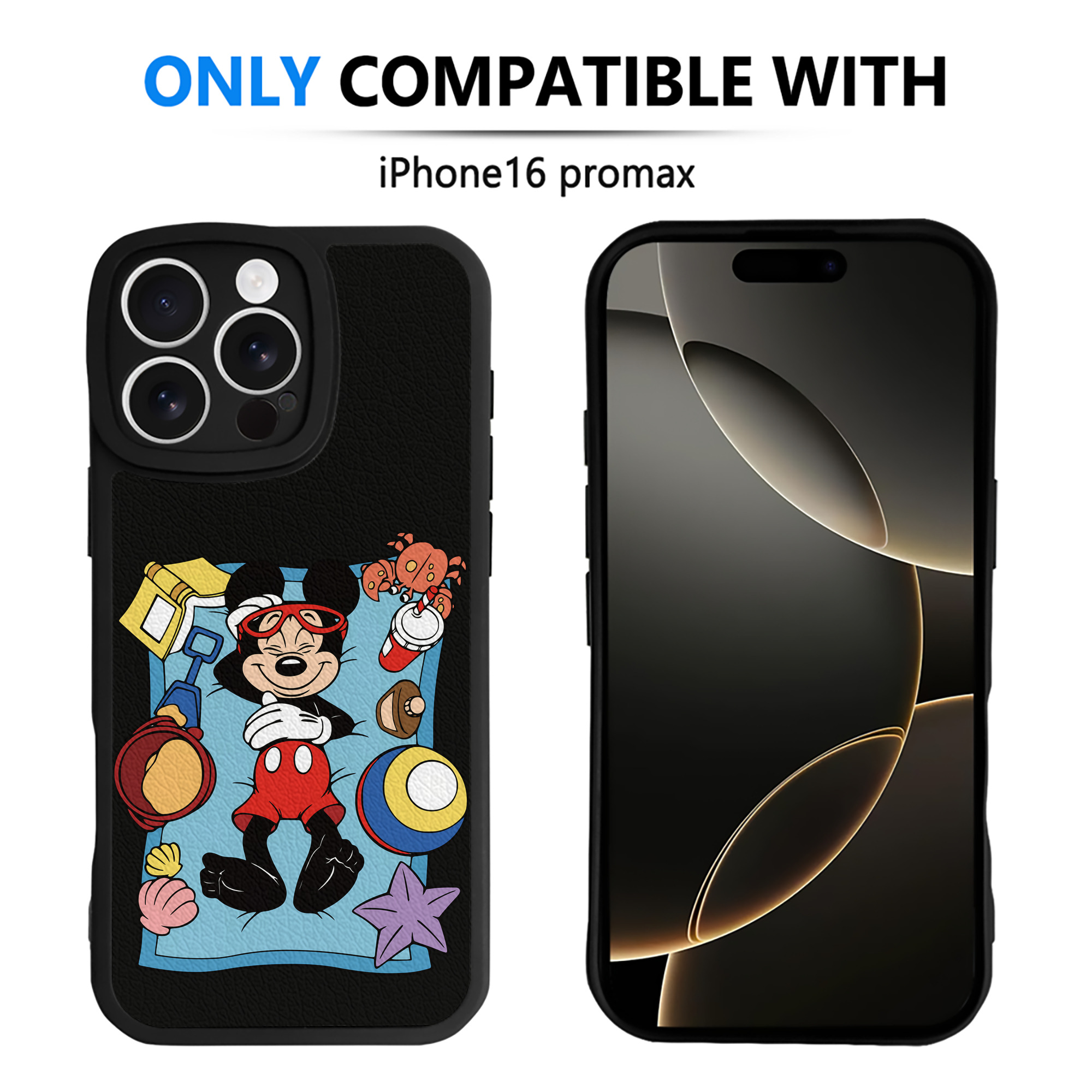 （画像用） ミッキーマウス Mickey Mouse 【iPhone 16シリーズ対応】シリコンスマホケース（レザー調） 材質：シリコン